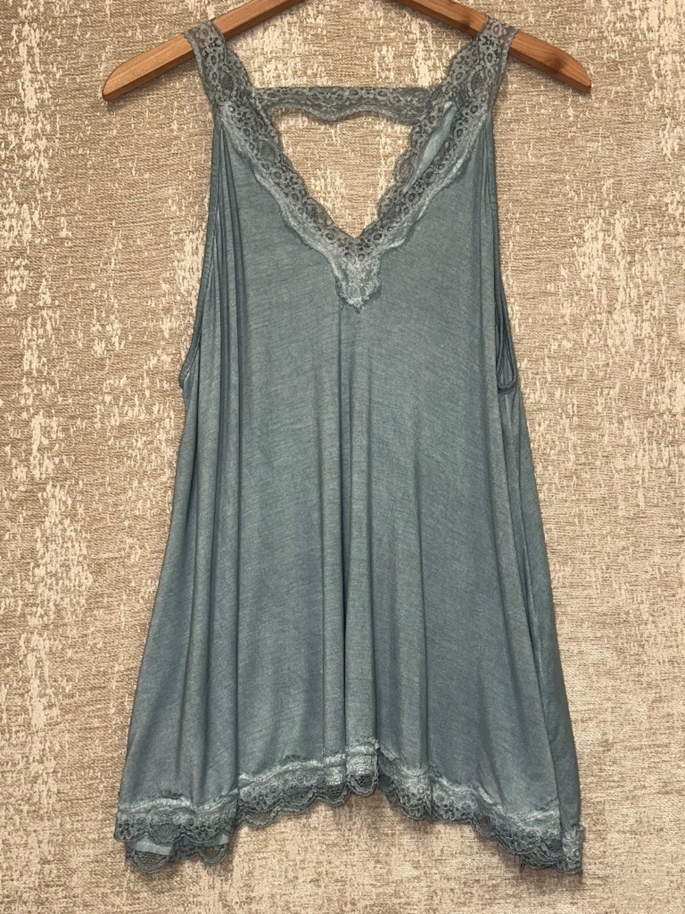 POL blue teal Lace Tank Top
